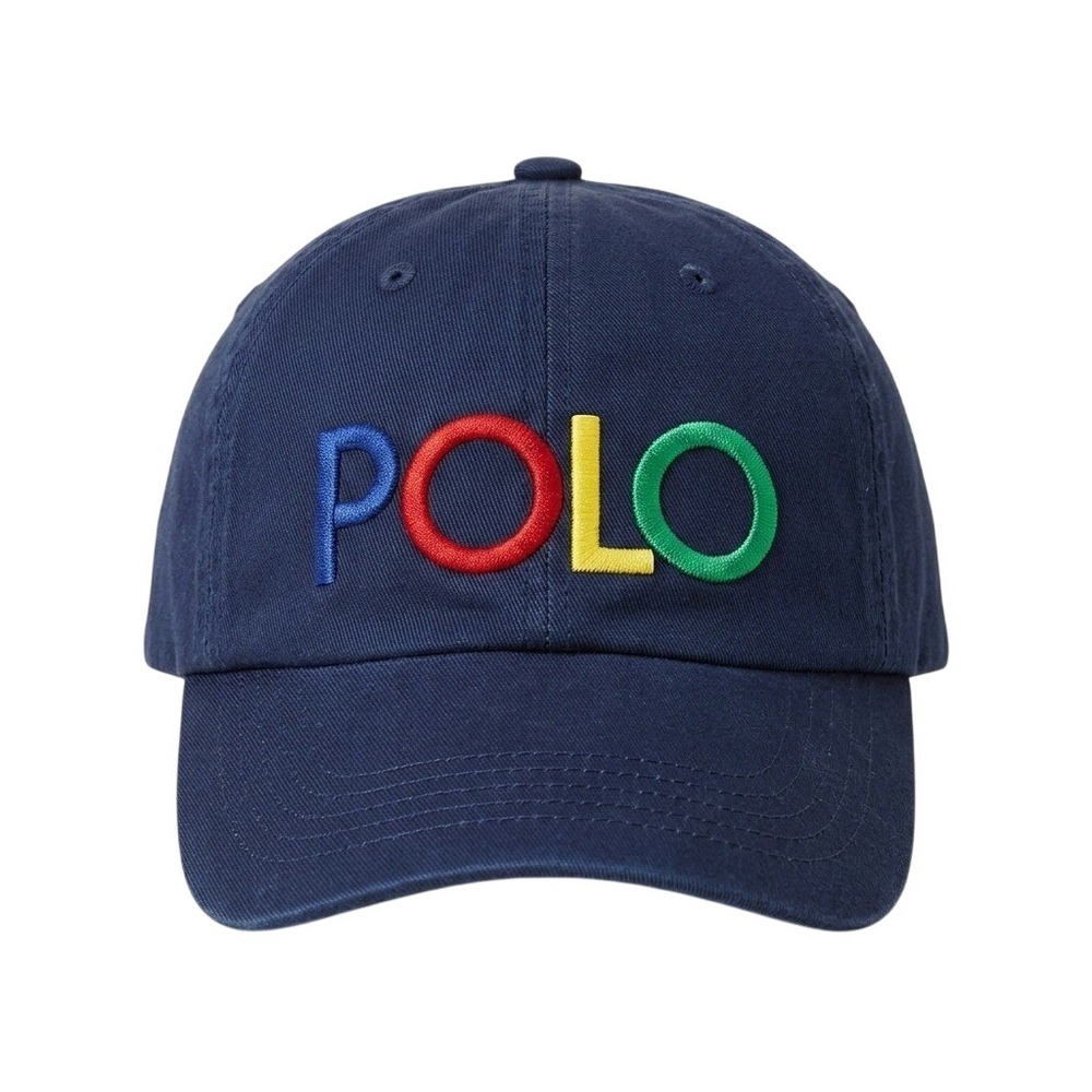 Polo Ralph Lauren Kids Youth Navy Blue Multi Color Logo Baseball Cap Hat OS 8-20